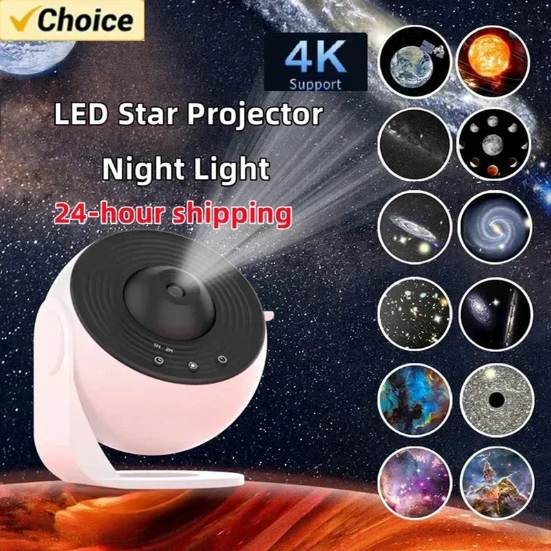 Lampe Projecteur Galaxie Ciel Étoilé 360° Rotation Planétarium pour Chambre – Cadeau Saint-Valentin, Mariage – 13 Ensembles de Films Inclus