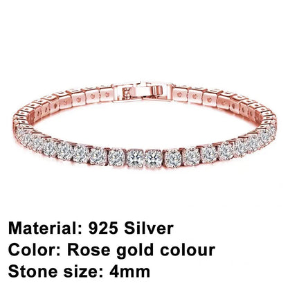 Bracelet de Tennis Femme en Argent Sterling 925 avec Or Rose et Zircons Cubiques – Idéal pour Mariage et Cadeau de Bijoux Hip-Hop