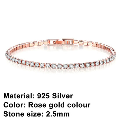 Bracelet de Tennis Femme en Argent Sterling 925 avec Or Rose et Zircons Cubiques – Idéal pour Mariage et Cadeau de Bijoux Hip-Hop