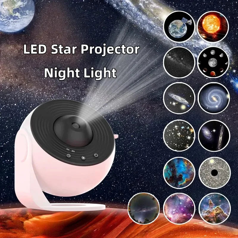 Lampe Projecteur Galaxie Ciel Étoilé 360° Rotation Planétarium pour Chambre – Cadeau Saint-Valentin, Mariage – 13 Ensembles de Films Inclus