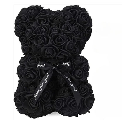 Nouvelle Rose Éternelle en Fleurs Artificielles avec Ours en Peluche - Cadeau Parfait pour Maman, Saint-Valentin, Anniversaire et Fête des Mères