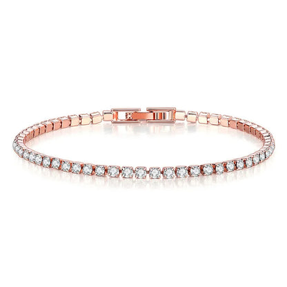 Bracelet de Tennis Femme en Argent Sterling 925 avec Or Rose et Zircons Cubiques – Idéal pour Mariage et Cadeau de Bijoux Hip-Hop